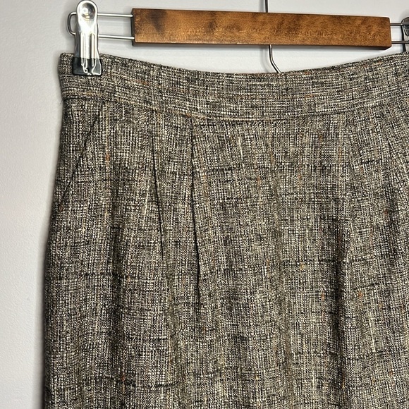 CLASSIQUES ENTIER SIZE 0 GRAY WOVEN SKIRT WITH BLACK LACE - Picture 6 of 11